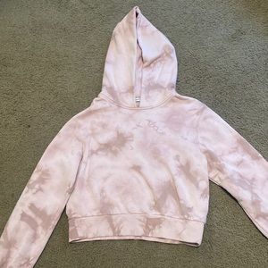 GAP Teens Long Sleeve Crop Hoodie Pink Tie-Dye Size 14-16